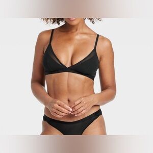 NWT Auden Women's Busty Strappy Mesh Bralette Black Size 3